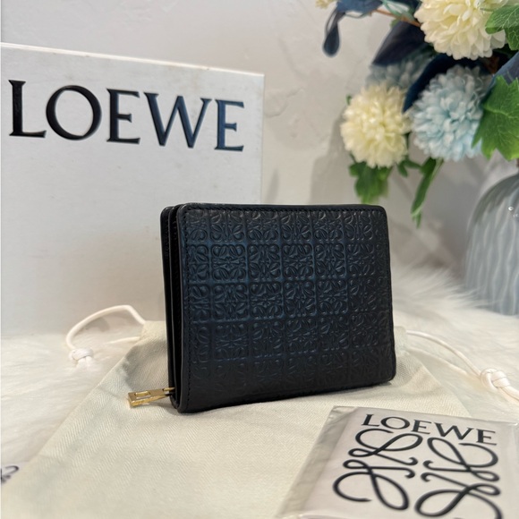 Loewe Handbags - LOEWE Repeat Compact Zip Wallet In Embossed Silk Calfskin